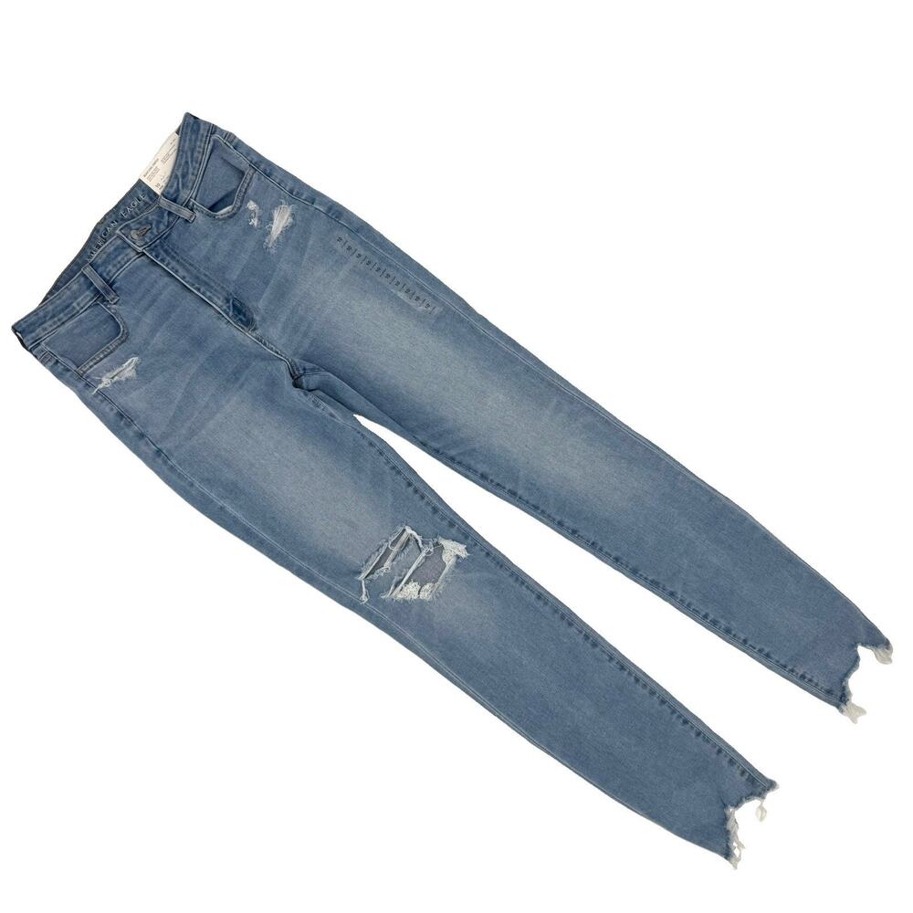 American Eagle Super Hi-Rise Jegging Jeans Women 10 X-Long Distressed Stretch